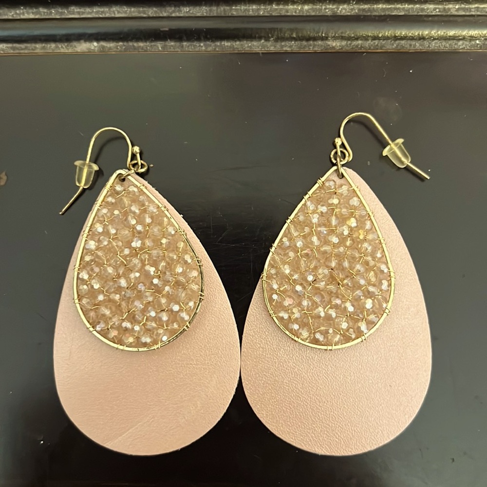 Pink Leather Earrings